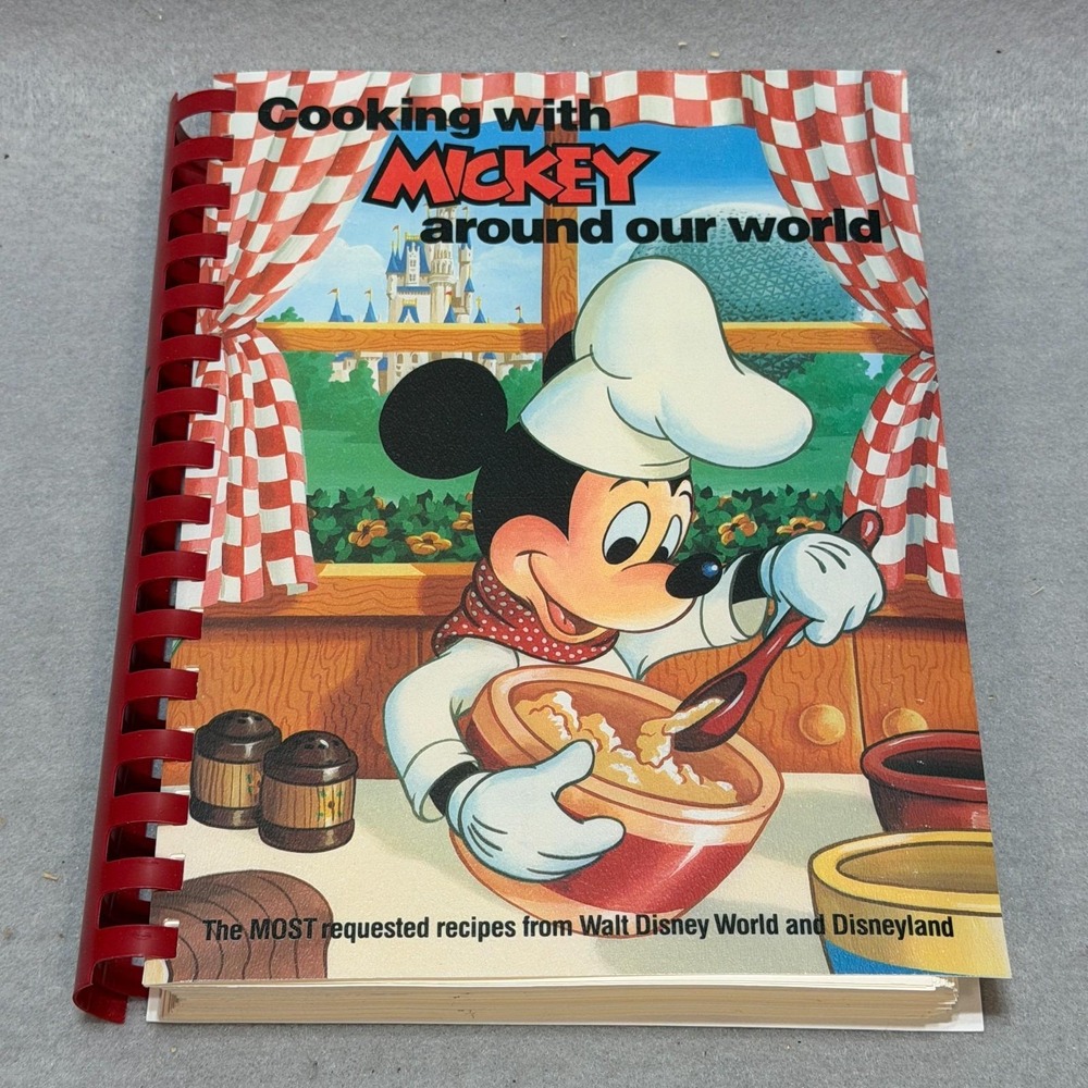 Vintage 1987 Cooking with Mickey Around Our World Walt Disney Chef Cookbook